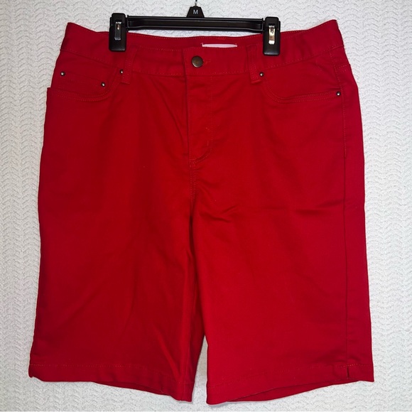 kim rogers / red bermuda jean shorts size 8 - Picture 1 of 8